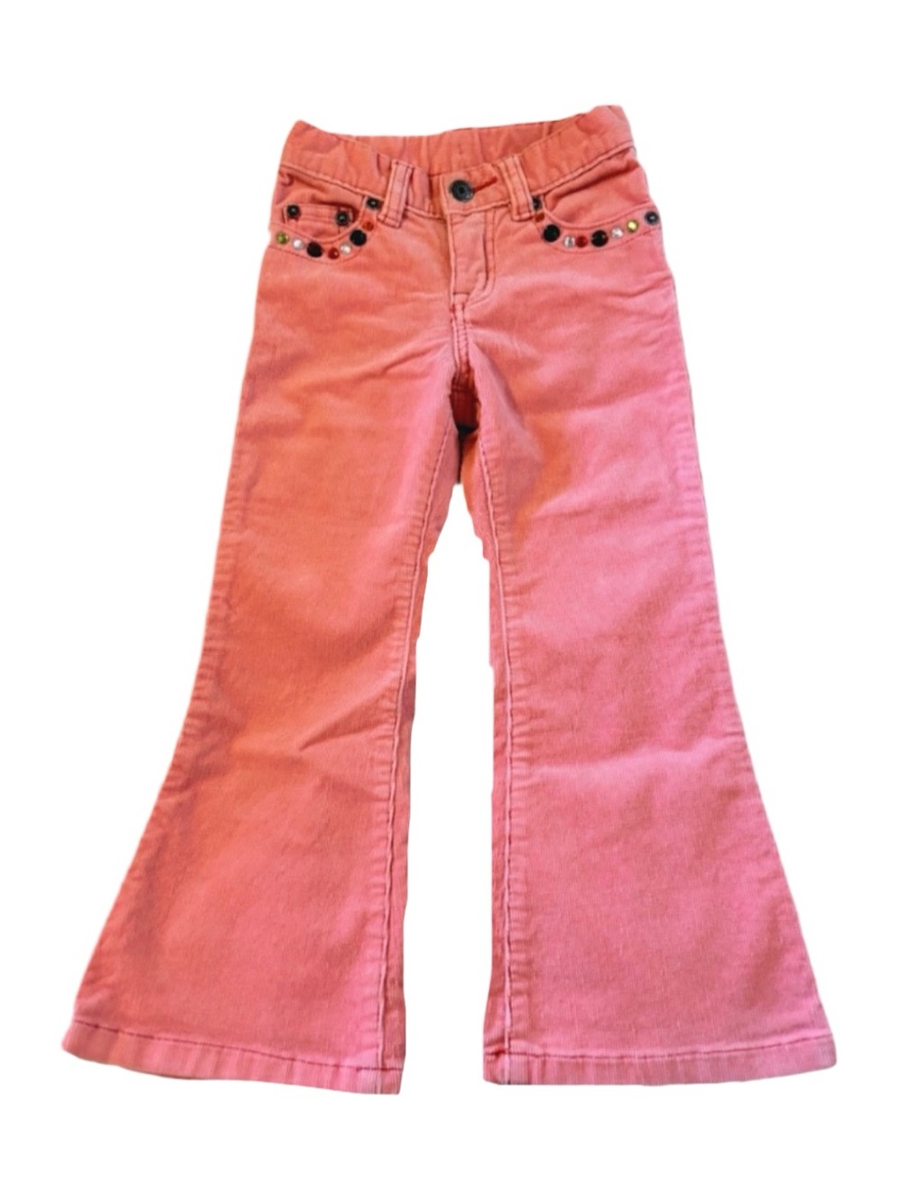 Y2K The Children's Place Peachy Pink Flared Corduroy Pants with Rhinestones